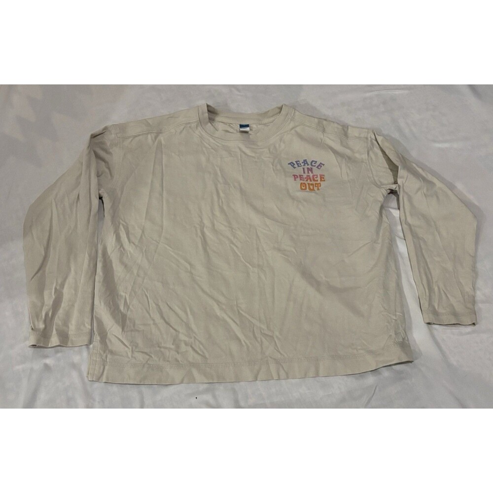 Tan “peace” Old Navy Shirt • Size Medium